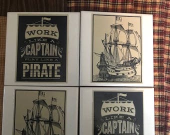 Set of 4 Coasters- Pirate