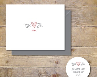 Wedding Thank You Cards . Personalized Wedding Cards . Bridal Shower Thank You Cards - Love