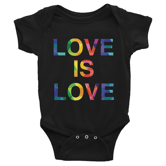 Hider House Infant Bodysuit Baby Onesie Love is Love Rainbow Colorful Infant Short Sleeve Onesie