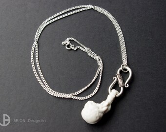 Necklace Magnolia 1, porcelain matt, 60 cm silver 925