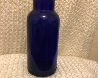 Vintage cobalt blue glass bromo seltzer bottle