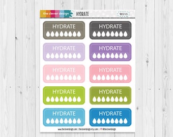 Hydrate Planner Stickers | Hydrate Stickers | Hydration Planner Stickers | 18032-03