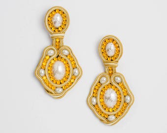Earrings. Soutache earrings. Dangle earrings. Drop earrings. Statement earrings. Long earrings. Gift for woman. Soutache jewelry. ROYAL