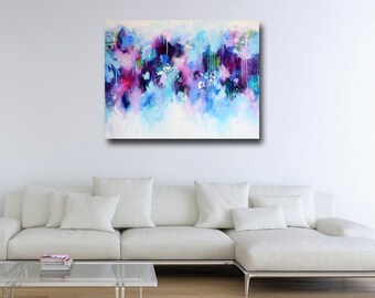 Large Canvas Art, Wall Art, Pink and Blue Abstract Print, Giclee Print, Large Painting Print, Large Canvas Art, Modern