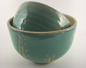 Teal ceramic nesting bowls