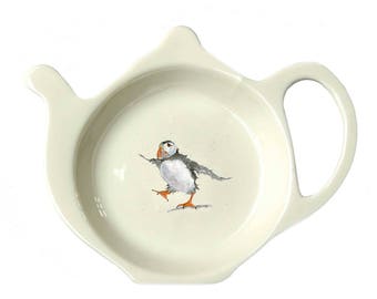 Puffin Teabag Tidy - Bird Gift - Fine Bone China - Afternoon Tea - Made in England - ocean life
