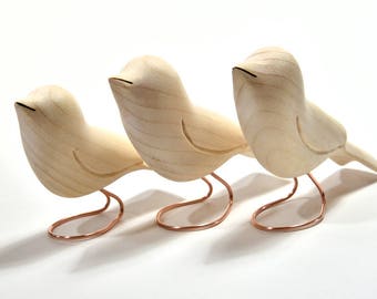 Wood Carving Unfinished Wood Birds Summer Decor Painting Supply Wood Sculpture Wooden Birds Mom Gifts For Women, Craft Supply
