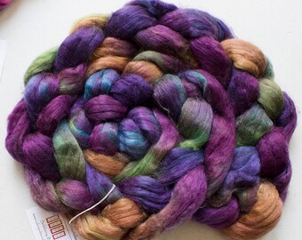 Superwash wool/Tencel Roving, 60/40, 4 oz - Vineyard