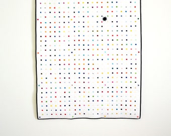 Rainbow Quilt, Modern quilt, White Quilt, Multicolored Lap Quilt, Patchwork Quilt