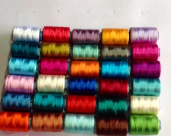 Tassel Making ,Viscous Silk Thread, 25 Spools Wholesale Indian Silk Thread, Art Silk Thread, Hand And Machine Embroidery Thread