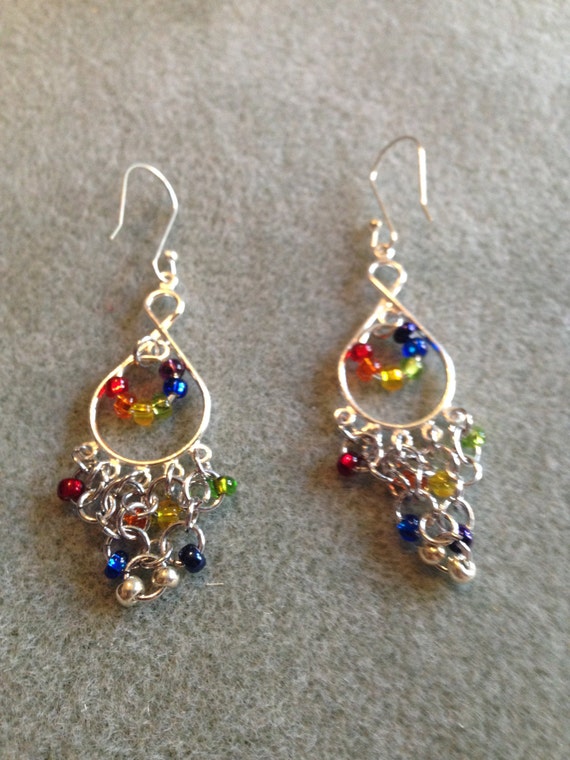 Rainbow Chandelier Dangle Earrings