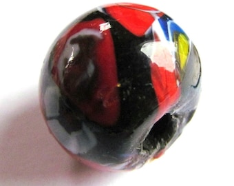 Recycled Round Abstract Multicolor Lampwork Glass Focal Bead