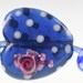 Lampwork Focal Bead, Blue Heart Rose Bead