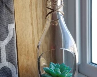 Succulent Wine Bottle, Terrarium, Artificial Succulent Arrangement