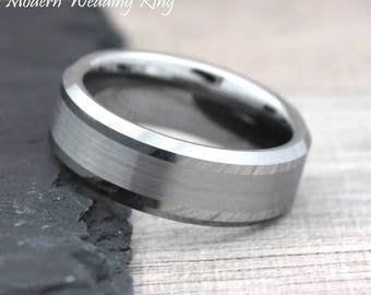 Mens Engrave Wedding Band, 8mm Tungsten Wedding Band Mens, Tungsten Wedding Ring, Mens Wedding Band, Ring for Him, Mens Engagement Ring
