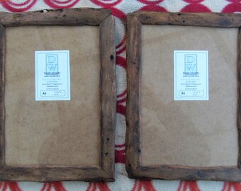 Rustic/driftwood style frames in locally sourced,recycled old wood.Medium dark beeswax finish.To fit A4. FREE postage in U.K.