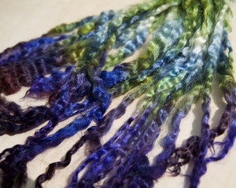 Elusive Nymph Mohair Locks / 1 oz / Art Yarn Locks / Tail Spinning / Cruelty Free / Hand Dyed / Green Blue Purple Maroon / Feels Like Silk!
