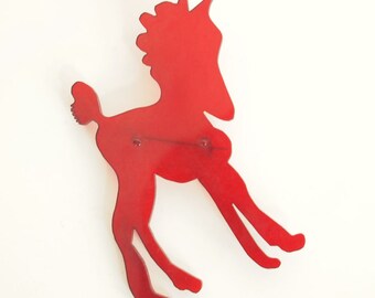 Vintage Red Lucite Pony Brooch