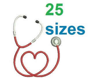 Heart Stethoscope Embroidery Design, Nurse Fill Embroidery Design Instant Download ER1031F4