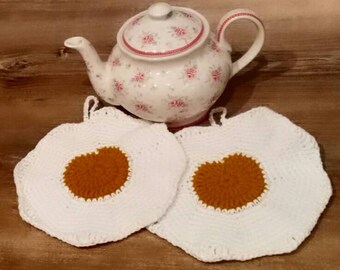 Fried Egg-2 original pot Holders-diameter approx. 20 cm