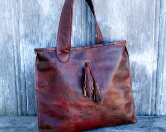 SALE Floral Leather Flat Bag by Stacy Leigh