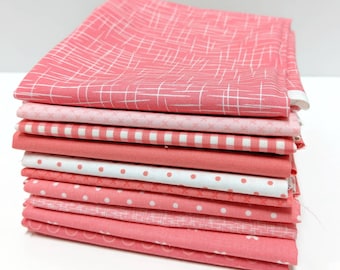 Coral Pink Fat Quarter Bundle - 10 FQ's
