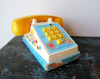 Vintage Fisher Price Pop Up Pal Chime Phone 1960s, SALE