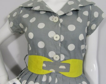 1950s Vintage Rockabilly Large Spot Dress, Ascot/Goodwood/National