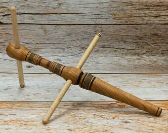Llabrys Niddy Nøsty 3-in-1 Spinner's Tool Hand-Turned Pyrographed Cherry / Maple Uakite Gemstone