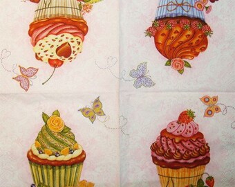 Cupcake Decoupage Napkin Eat Decoupage Paper Decoupage supplies Decoupage paper napkins Decoupage Print