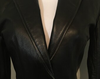 Vintage 90s Cache Leather Blazer Jacket XS