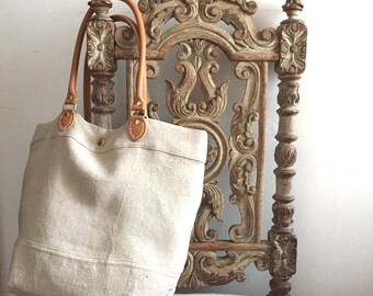 Raw linen handbag/shoulder bag