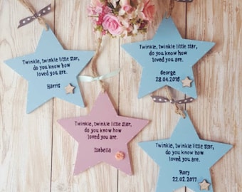 Personalised Star wall hanging. Twinkle Twinkle little Star