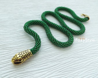 snake jewelry khaleesi jewelry celtic necklace green snake necklace green rope necklace daenerys necklace Game of Thrones serpent jewelry