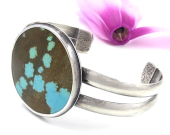 Turquoise Cuff Bracelet - Sterling Silver Turquoise Cuff Bracelet - Natural #8 Mine Turquoise Cuff - Rustic cuff bracelet