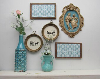 wall collage - Renaissance Ball - vintage silhouettes -5 pc vintage wall art