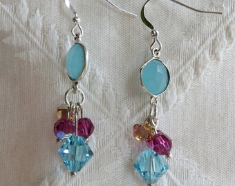 Multi-Color Swarovski Drop Earrings, SE-287