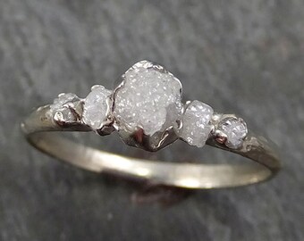 Custom Raw Diamond White gold Engagement Ring Rough Gold Wedding Ring diamond Wedding Ring Rough Diamond Ring byAngeline C0280