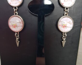Earring double cabochon