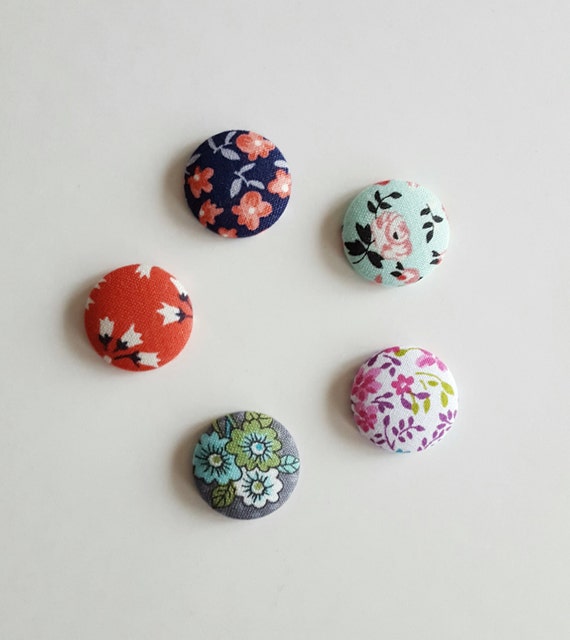 Fabric magnets set of 5 fridge magnet floral fabric floral