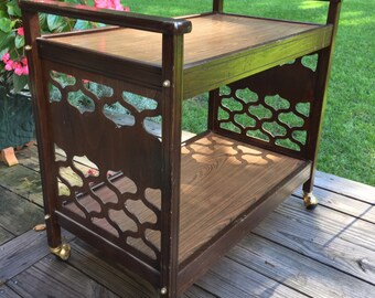 Mid Century Bar Cart on Casters / Vintage Bar Cart / Two Tier Bar Cart
