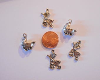 5 charm pendant antiqued silver tone cribs