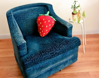 Pop Art Strawberry Pillow - Red Berry Cushion for Fruit Naps