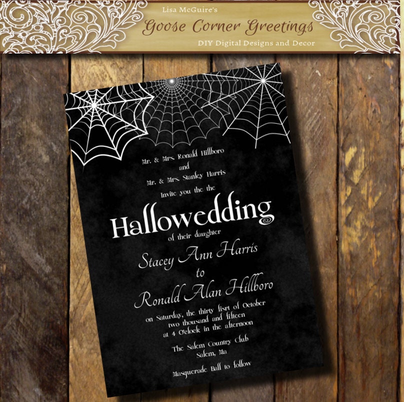 Printable Halloween Wedding Invitation Hallowedding