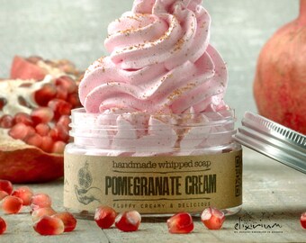 POMEGRANATE CREAM Whipped Soap, Cream Soap, Pomegranate Soap, Vegan Soap, Butter Soap, Handmade Soap, Rustic soap, exfoliating, Shaving soap