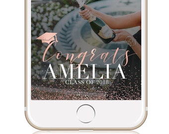 Rose Gold Graduation Filter, Graduation Snapchat Geofilter, Snapchat Filter, Rose Gold Snapchat Filter, ROSE GOLD CONFETTI Graduation Filter