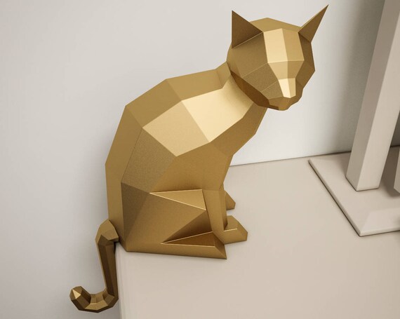  3D  Paper craft Cat  DIY sculpture sitting cat  Papercrafting