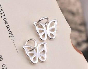 2 pcs sterling silver butterfly charm pendant
