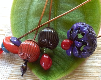 Enameled Beads and Headpins by Catalina Glass SRA