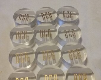 Vintage DCR Monogramed Place Card Holders/Set of Twelve(12)/Art Deco/Gangster/Mob/Antique Tableware/Circa 1960/Initials/Casino Night/Used